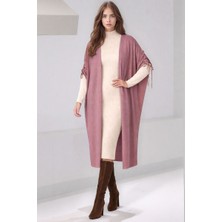 Mamayaga Kadın Tesettüre Uygun Midi Boy Yarasa Kol Omuzdan Bağlamalı Triko Curve Uyumlu Kuşaksız Hırka Ceket