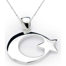 Inure Jewelry Gümüş Ay Yıldız Bayrak Kolye