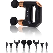 Feyza Design Çift Başlıklı 8 Uçlu Şarjlı Masaj Tabancası, 6 Kademeli Siyah