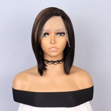 Esranın Dünyası Kahverengi Kısa Balköpüğü Işıltılı Yan Tül Peruk RSPM34-ESRDNS