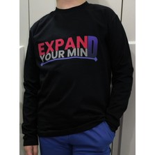Pidal Giyim Expand Your Mind Baskılı Pamuklu Uzun Kollu Unisex Çocuk Sweatshirt