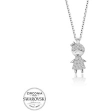 Inure Jewelry Swarovski Taşlı Gümüş Çocuk Bayan Kolye