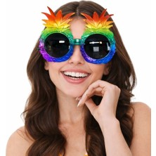 Fredeom Store Tropikal Ananas Tasarımlı Renkli Hawaii Parti Gözlüğü