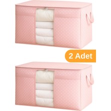 Serstil 2 Adet - Pencereli Yastık Yorgan Hurcu 75 x 40 x 40 cm - Pembe Benekli