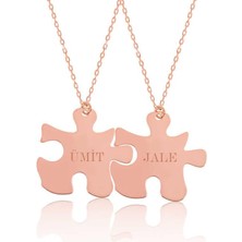 Inure Jewelry Gümüş Rose Kişiye Özel Puzzle İsimli Kolye