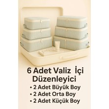 Serstil 6'lı Seyahat Bavul Organizer Filesiz Hurç Seti – Hurç ve Çanta Takımı - Gri Çizgili
