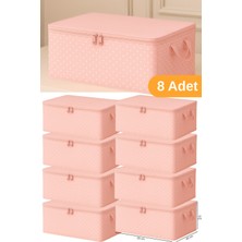 Serstil 8 Adet - Pembe Benekli Büyük Boy Baza Altı ve Çekyat Tipi Hurç 65 x 45 x 22 cm