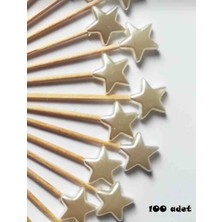 100 Adet Dekoratif Yıldız Parti Kürdanı 6 cm Sedef - Yıldız 10 mm