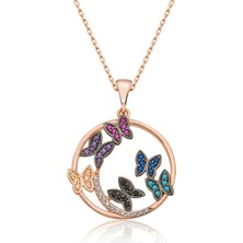 Inure Jewelry Gümüş Rose Kelebek Çemberi Bayan Kolye