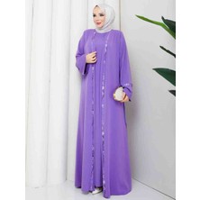 Aynur Tesettür Tesettür Giyim Büyük Beden Neşe Medine Ipeği Kumaş Büyük Beden Tesettür Abiye Iki Parça Elbise