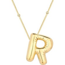 Inure Jewelry Gümüş Gold Balon R Harfi Kadın Kolye