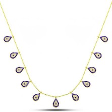 Inure Jewelry Gümüş Gold Damla Nazarlı Şans Kadın Kolye