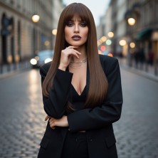 Esranın Dünyası Düz Perçemli Uzun Fiber Sentetik Peruk - Kumral RSPM34-ESRDNS