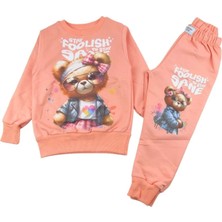 Gültekin Bebe 7407-2100 Kız Ayıcık 2li Eşofman Takım - Pudra