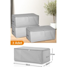 Serstil 3 Adet - Küçük Boy Baskı Detaylı Gri Benekli Hurç 52 x 28 x 21 cm