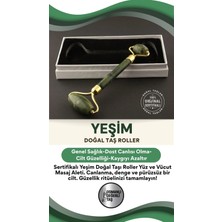 Feyza Design Sertifikalı Yeşim Taşı Roller, Yüz ve Vücut Masaj Aleti, 15X6 cm