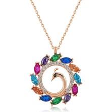 Inure Jewelry Gümüş Rose Tavus Kuşu Bayan Kolye