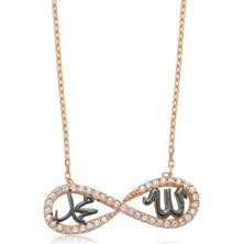 Inure Jewelry Gümüş Allah Muhammed Yazılı Sonsuzluk Kolye