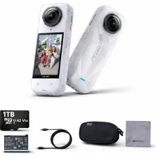 INSTA360 X5 White 360 Derece Aksiyon Kamerası 8K Çözünürlük ve 1TB MicroSD ile Kullanıma Hazır Set