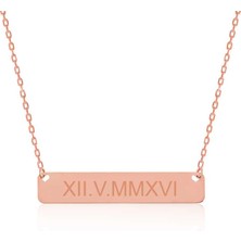 Inure Jewelry Gümüş Rose Kişiye Özel Roma Rakamlı Tarih Kolye