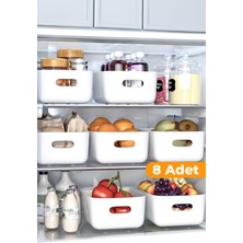 Serstil 8 Adet - 4 Lt Çok Amaçlı Dolap Içi Düzenleyici Kutu | Buzdolabı, Mutfak, Banyo, Makyaj Saklama Kabı