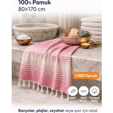 Luna Çeyiz Hediyelik %100 Pamuk Peştemal Havlu 80X170 cm – Hafif, Hızlı Kuruyan, Yumuşak Dokulu Pembe-Beyaz