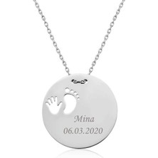 Inure Jewelry ​gümüş El Ayak Izi Yeni Doğan Kolye