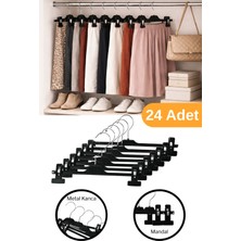 Serstil 24 Adet - Ayarlanabilir Mandallı Etek & Pantolon Askısı – Dolap Içi Elbise Askısı