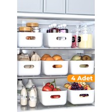 Serstil 4 Adet - 4 Lt Çok Amaçlı Dolap Içi Düzenleyici Kutu | Buzdolabı, Mutfak, Banyo, Makyaj Saklama Kabı
