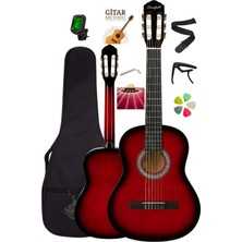 Allians Klasik Gitar 4/4 Tam Boy Kırmızı Sap Ayarlı Full Set