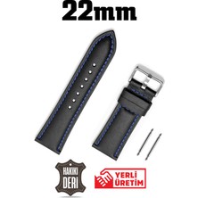 Saatse 22mm Siyah Hakiki Deri Saat Kordonu Kayış