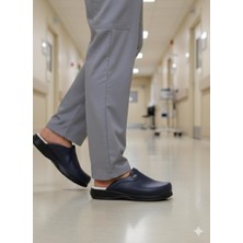 Shoemix Erkek Lacivert Sabo Hastane -Doktor-Hemşire-Aşçı- Personel Ortopedik ve Anatomik Rahat Konforlu Terlik