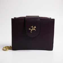 Nas Kadın Fermuarlı Çıtçıtlı Bozuk Para Bölmeli Siyah Cüzdan Kartlık Standart Mor