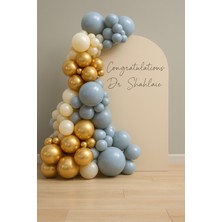 Balon Seti 90 Adet ( Fırtına Mavi-Deniz Kumu-Krom Altın )