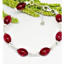 Lilahgümüştr Gümüş Kehribar Vişne Çürüğü Bileklik