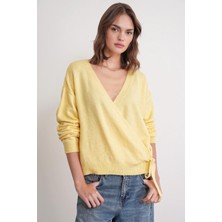 Giyimodam Kadın Fiyonklu Triko Hırka Sarı