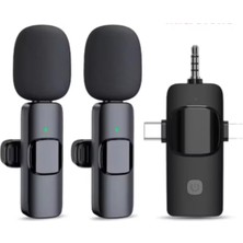 Allians Kablosuz Yaka Mikrofon Seti 2'li, Type-C ve 3.5mm, Youtube, Canlı Yayın, Röportaj