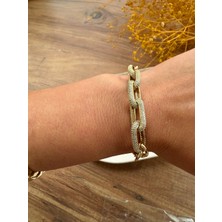 Blotch Juping 14 K Altın Işçiliği Özel Tasarım Vip Gold Içiçe Geçmeli Halkalı Işıl Işıl Bileklik