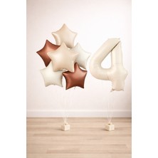 -4- Yaş Retro Bej Yıldız Doğum Günü Seti