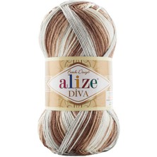 Alize Diva Batik (5 Adet) 5742 Kahve-Krem Renkli El Örgü Ipliği