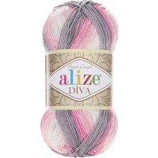 Alize Diva Batik (5 Adet) 3245 Pembe-Gri-Krem Renkli El Örgü Ipliği