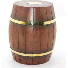 Neva Prime Pirinç Ahşap Fıçı Kumbara 18 cm