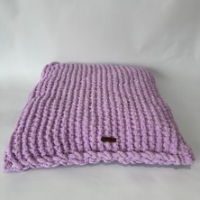 Ayona El Örgüsü Premium Kedi Köpek Yatağı - Ultra Yumuşak Pofuduk Lila Pet Minderi - Yıkanabilir Hayvan Yatağı (Orta Boy)