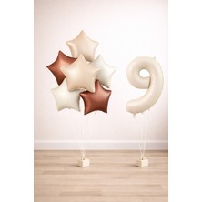 -9- Yaş Retro Bej Yıldız Doğum Günü Seti