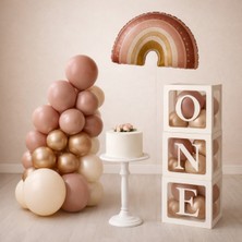 Balon Seti 39 Adet ( Pink Blush-Krom Rose Gold-Krom Altın-Gökkuşağı Folyo-Beyaz Kutu )
