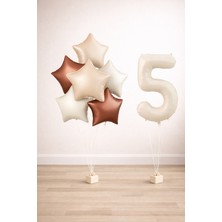 -5- Yaş Retro Bej Yıldız Doğum Günü Seti