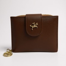 Nas Kadın Fermuarlı Çıtçıtlı Bozuk Para Bölmeli Siyah Cüzdan Kartlık Standart Taba