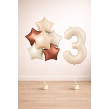 -3- Yaş Retro Bej Yıldız Doğum Günü Seti