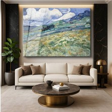 TosbArt Vincent Van Gogh Saint-Rémy Arkası Dağ Manzarası Doğa Temperli Cam Tablo Sanat Tablosu