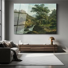 TosbArt Claude Lorrain Pastoral Kırsal Peyzaj Resmi Temperli Cam Tablo Sanat Tablosu Dekoratif Tablo